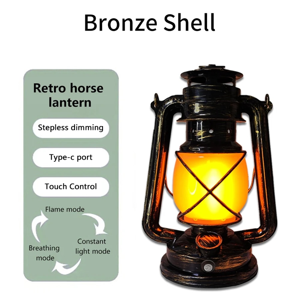 Retro LED Horse Lantern Lamp Rechargeable Hanging Light with Modes for Bar & Restaurant Decor