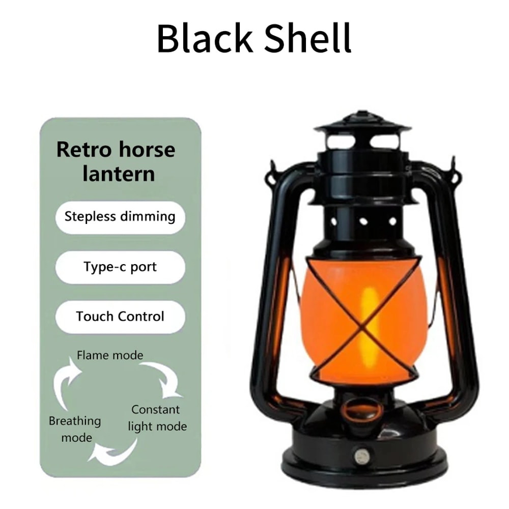 Retro LED Horse Lantern Lamp Rechargeable Hanging Light with Modes for Bar & Restaurant Decor