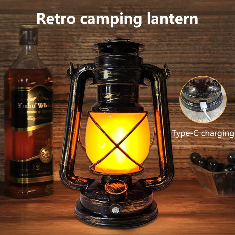 Retro LED Horse Lantern Lamp Rechargeable Hanging Light with Modes for Bar & Restaurant Decor