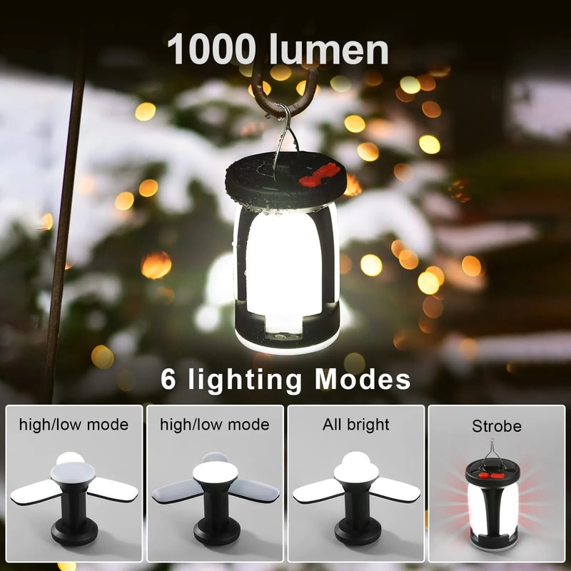 High Power Solar LED Camping Lantern Rechargeable Emergency Power Bank With Light Modes For Camping 4