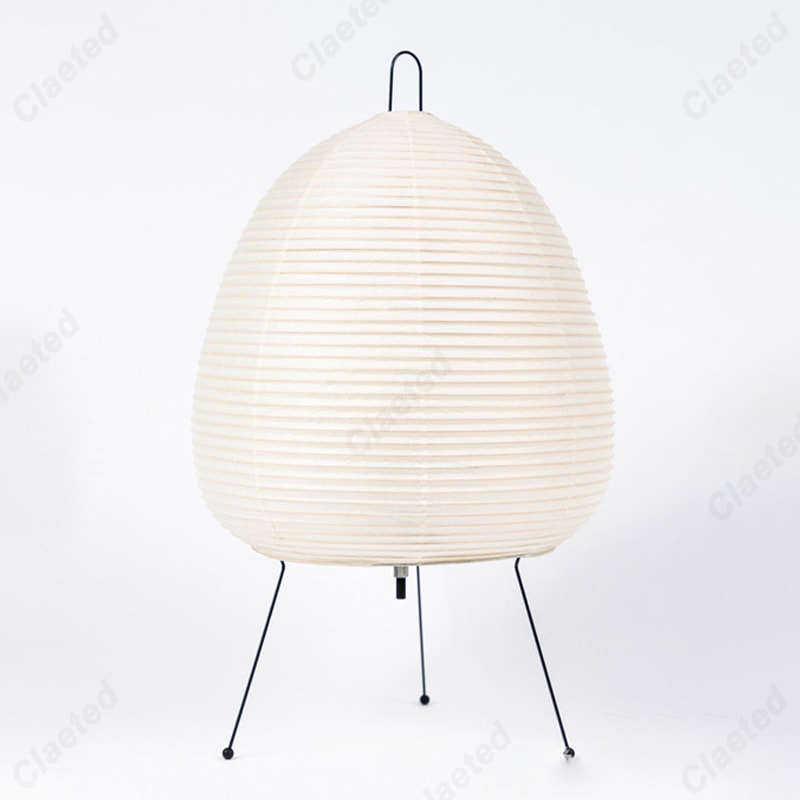 Japanese Style Paper Table Lamp with Tripod Stand LED Desk Lamp for Bedroom, Rice Paper Lantern Lighting