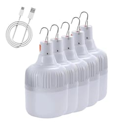 usb rechargeable led camping lantern portable emergency light with hook for outdoor bbq & tent use