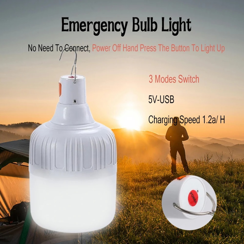 USB Rechargeable LED Camping Lantern Portable Emergency Light With Hook For Outdoor BBQ Tent Use 1
