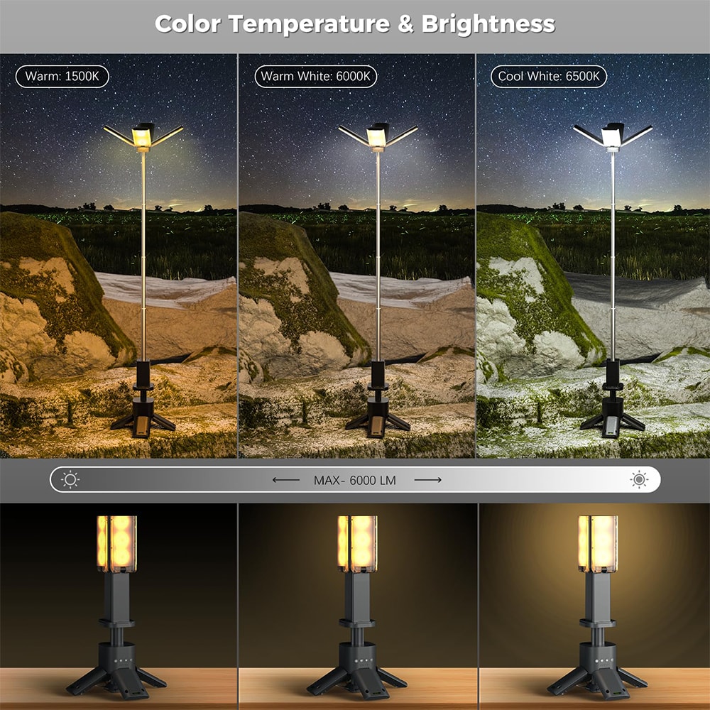 Rechargeable LED Camping Lantern With Magnetic Base Telescopic Design Super Bright LM Outdoor Hiki 2