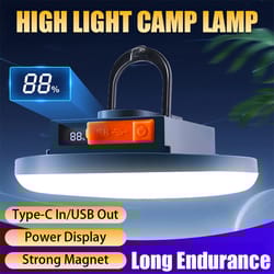 rechargeable led camping lantern with magnet, cob strong floodlight, portable flashlight tent lamp