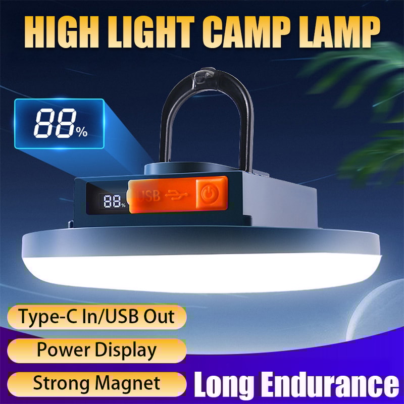 Rechargeable LED Camping Lantern With Magnet COB Strong Floodlight Portable Flashlight Tent Lamp 0