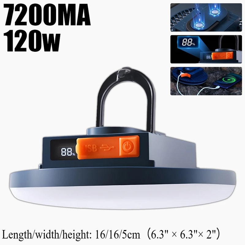 Rechargeable LED Camping Lantern With Magnet COB Strong Floodlight Portable Flashlight Tent Lamp 7