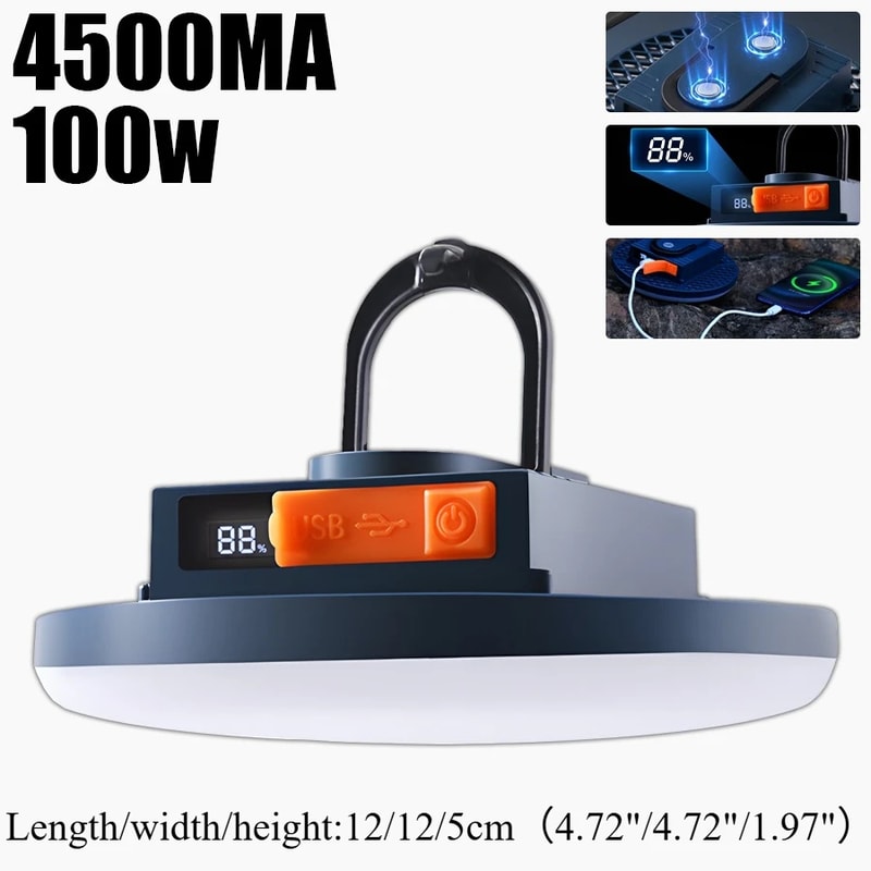 Rechargeable LED Camping Lantern With Magnet COB Strong Floodlight Portable Flashlight Tent Lamp 6