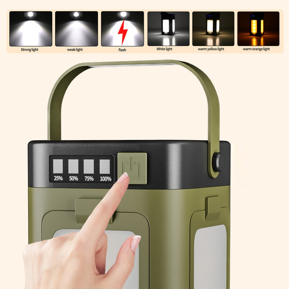 Rechargeable Solar Lantern Power Bank LED Tent Light for Camping, Hiking, Fishing