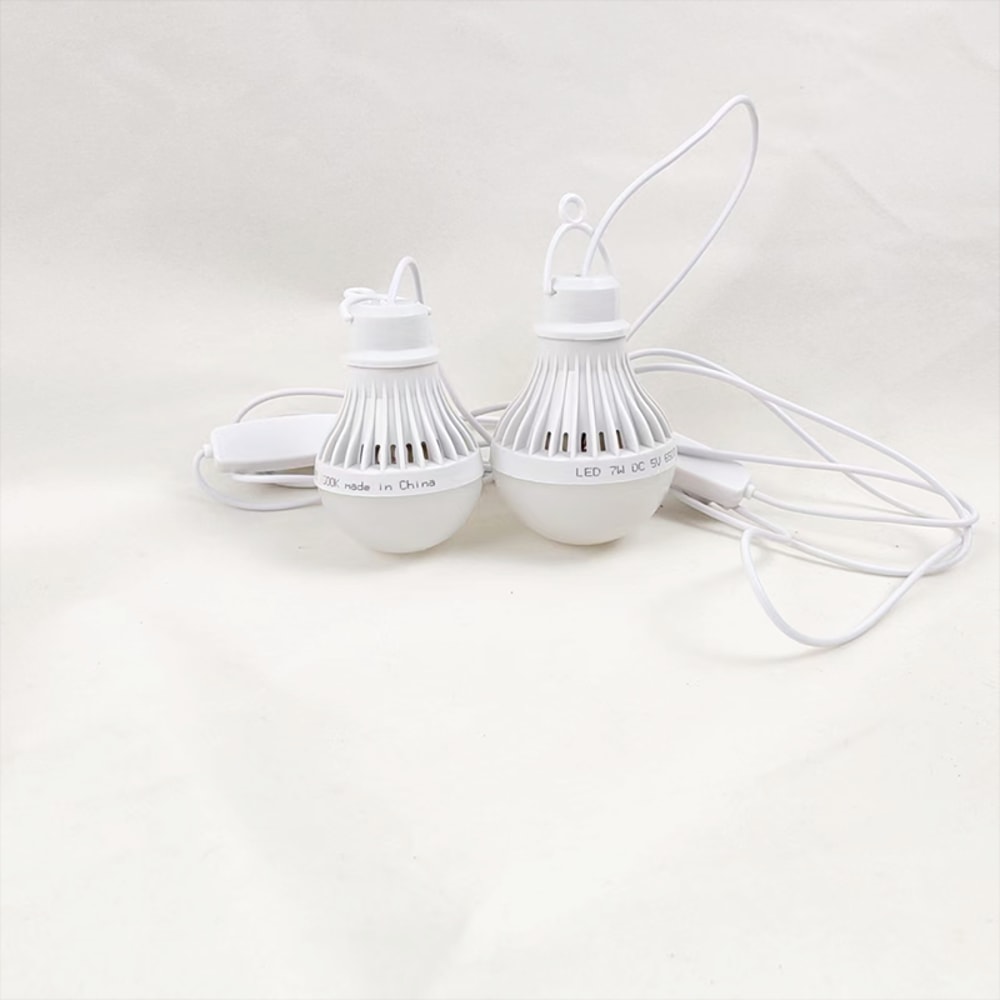 LED Camping Light USB Emergency Bulb, Color Dimmable, Hanging Tent Light for Barbecue, Fishing, and Outdoor