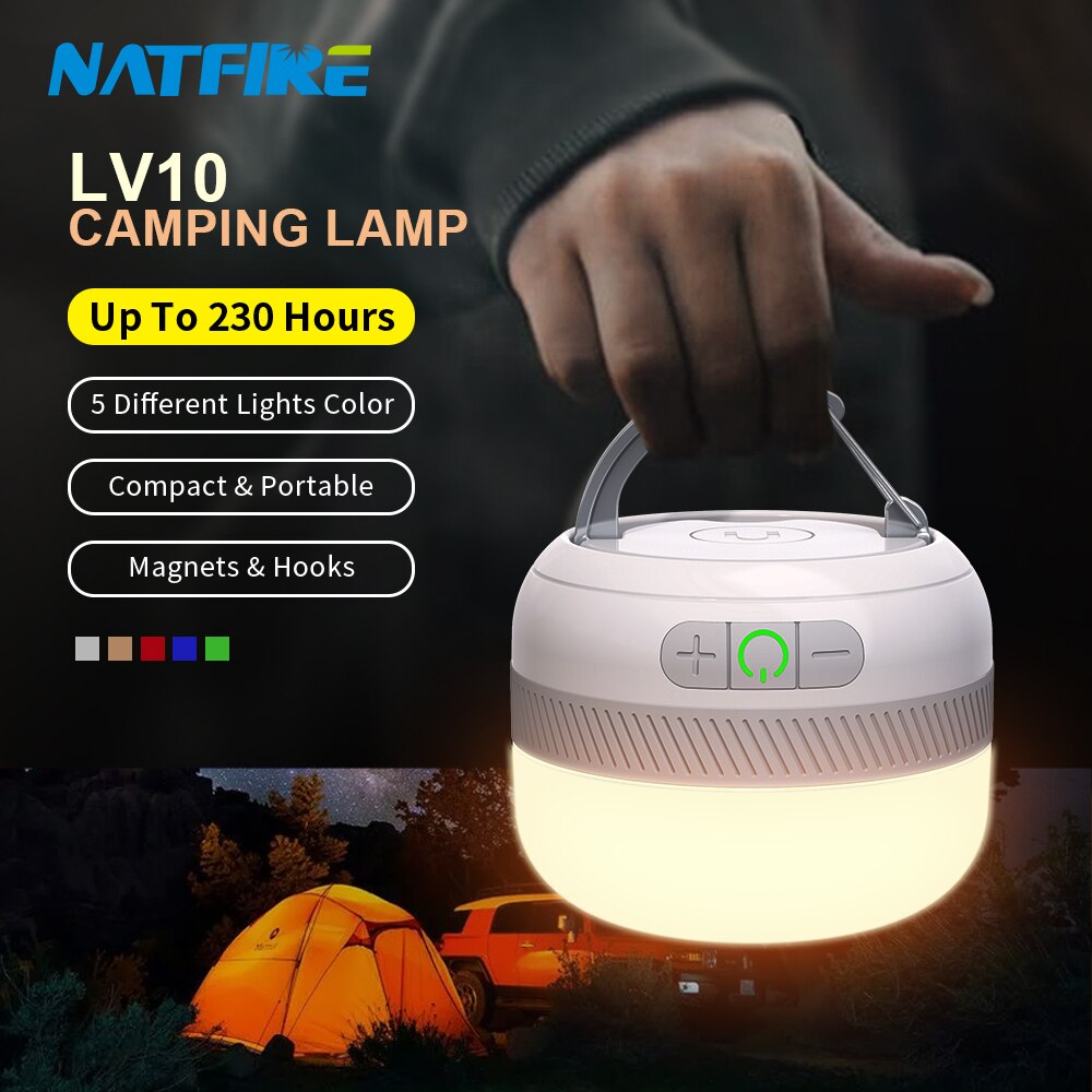NATFIRE Camping Light USB C Rechargeable Hours, Color Flashlight, Outdoor Tent Lamp, Emergency Lantern