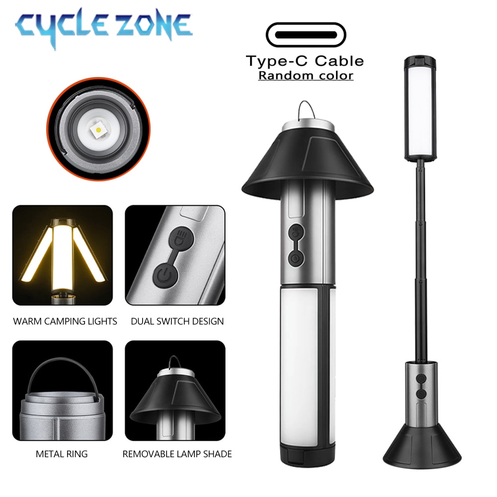 Rechargeable Telescopic Lantern Flashlight with Hook Camping Light for Outdoor and Emergency Use
