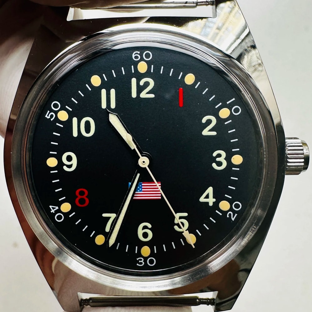 PHANTOM Men Retro Mechanical Watch Stainless Steel Waterproof Military Design Manual Movement 1