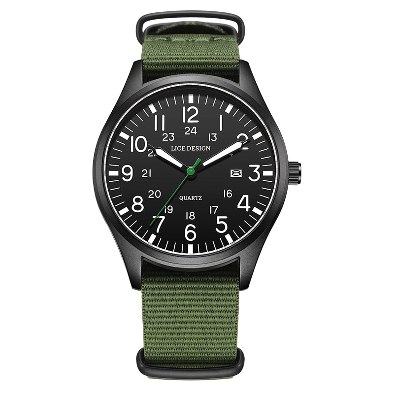 Luxury Men Quartz Watch Waterproof Luminous Military Sports Watch With Date Nylon Leather Band 5