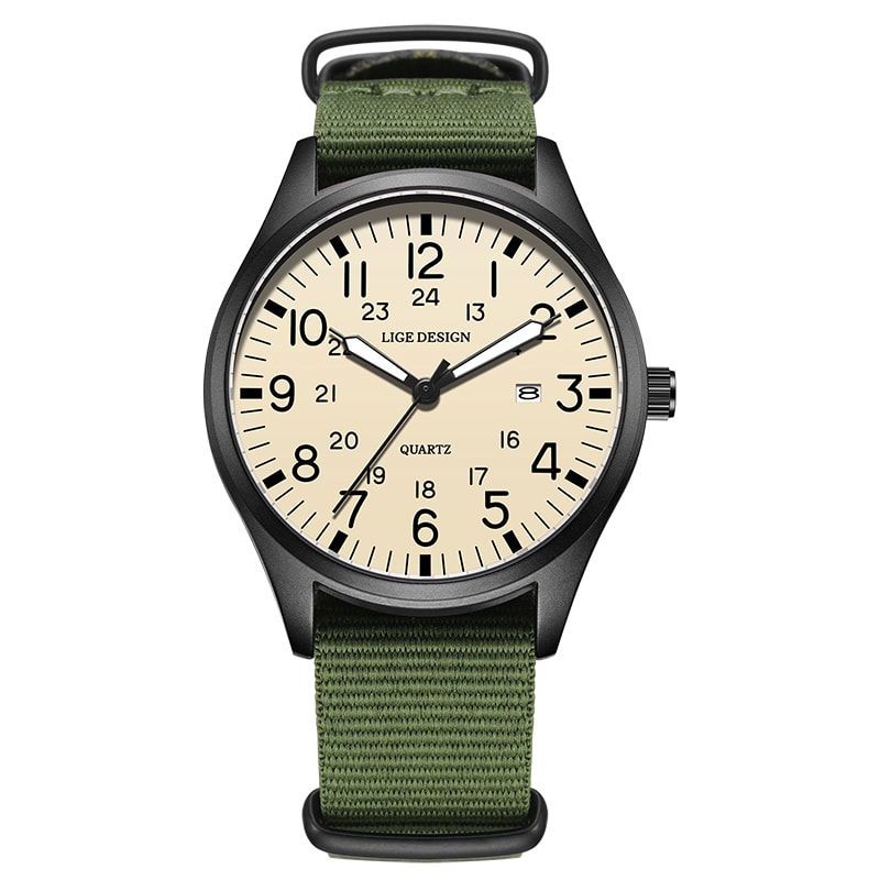 Luxury Men Quartz Watch Waterproof Luminous Military Sports Watch With Date Nylon Leather Band 7