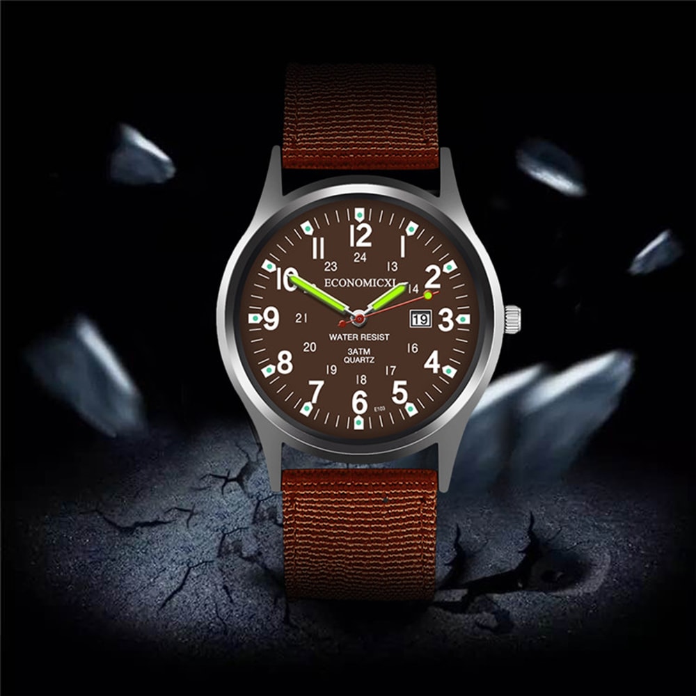 Luminous Hands Military Quartz Watch for Men Casual Nylon Sports Wristwatch