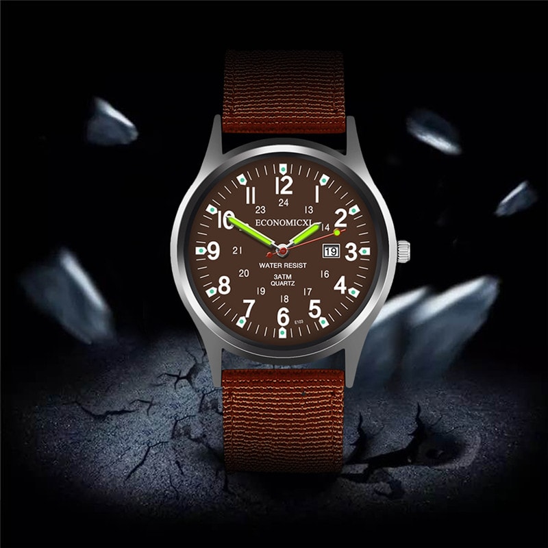 Luminous Hands Military Quartz Watch for Men Casual Nylon Sports Wristwatch