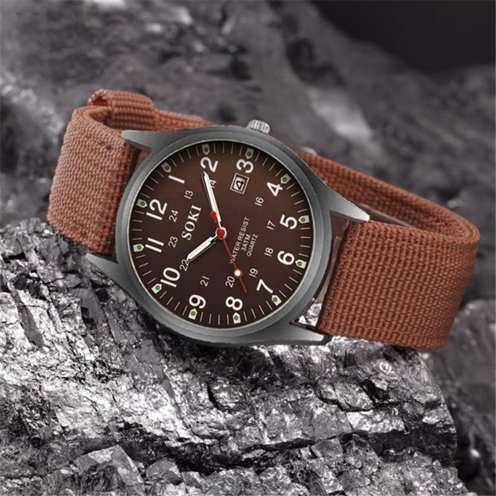 Luminous Hands Military Quartz Watch for Men Casual Nylon Sports Wristwatch