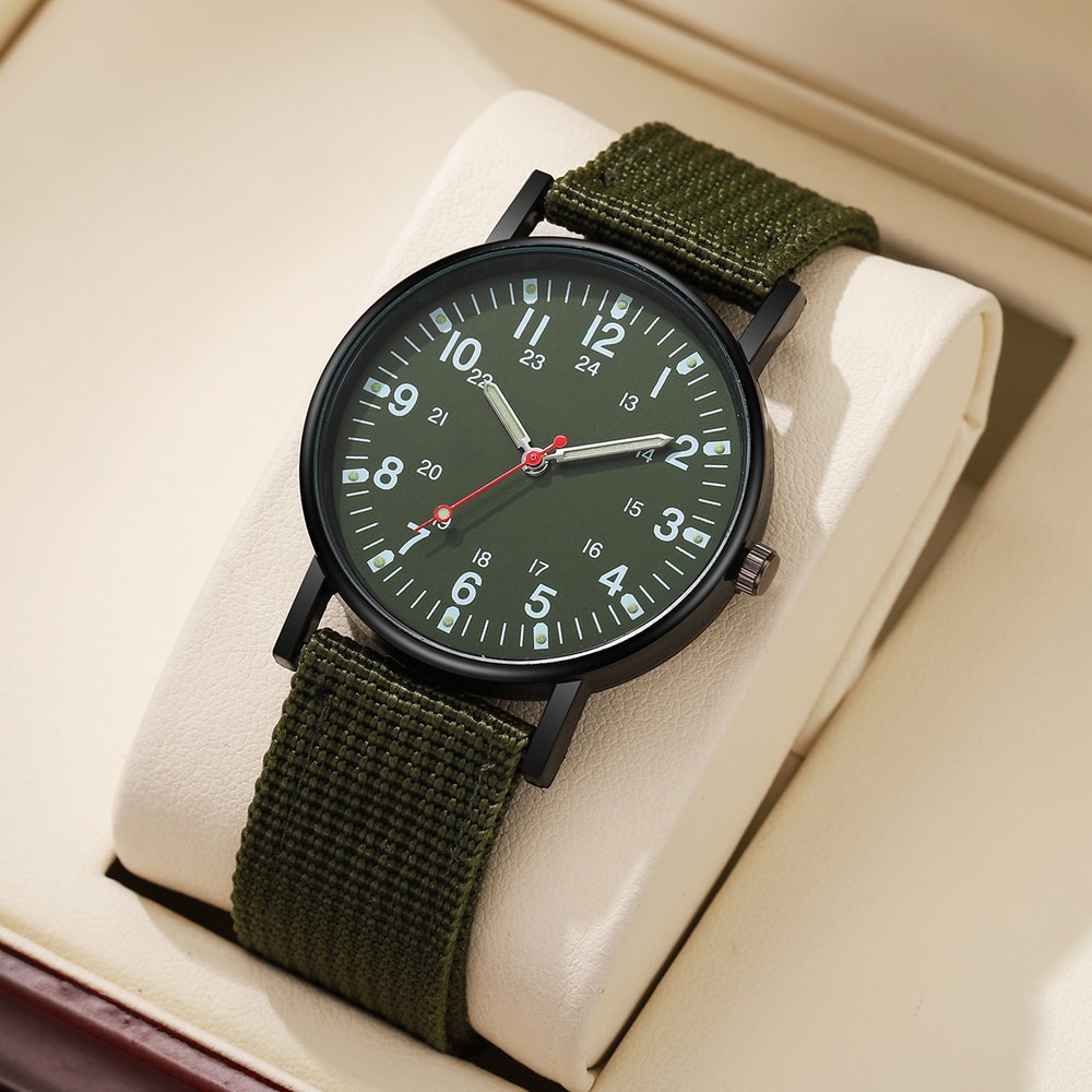 Casual Nylon Band Men's Sports Watch Military Analog Quartz Wristwatch