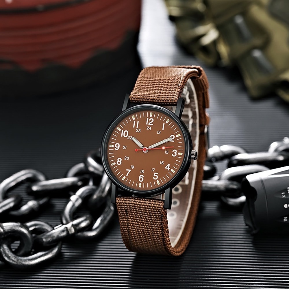 Casual Nylon Band Men's Sports Watch Military Analog Quartz Wristwatch