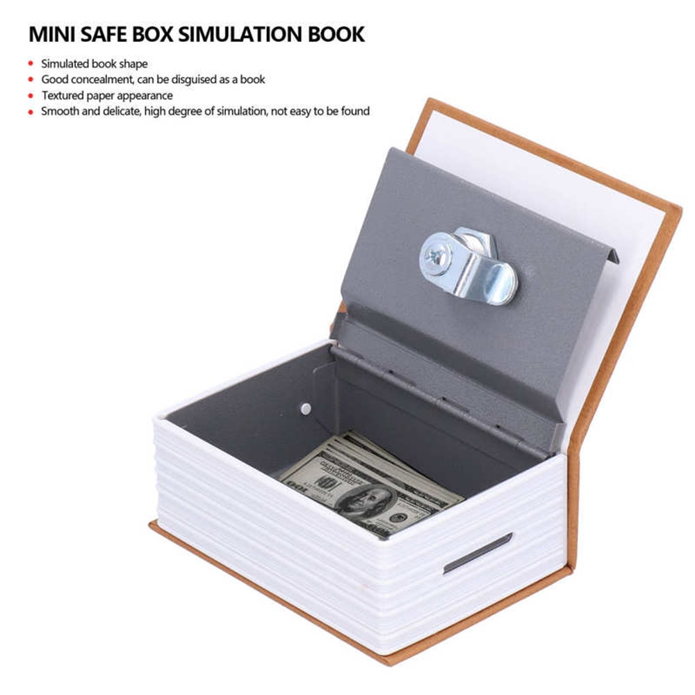 Mini Book Safe Box with Lock and Keys Security for Money & Jewelry