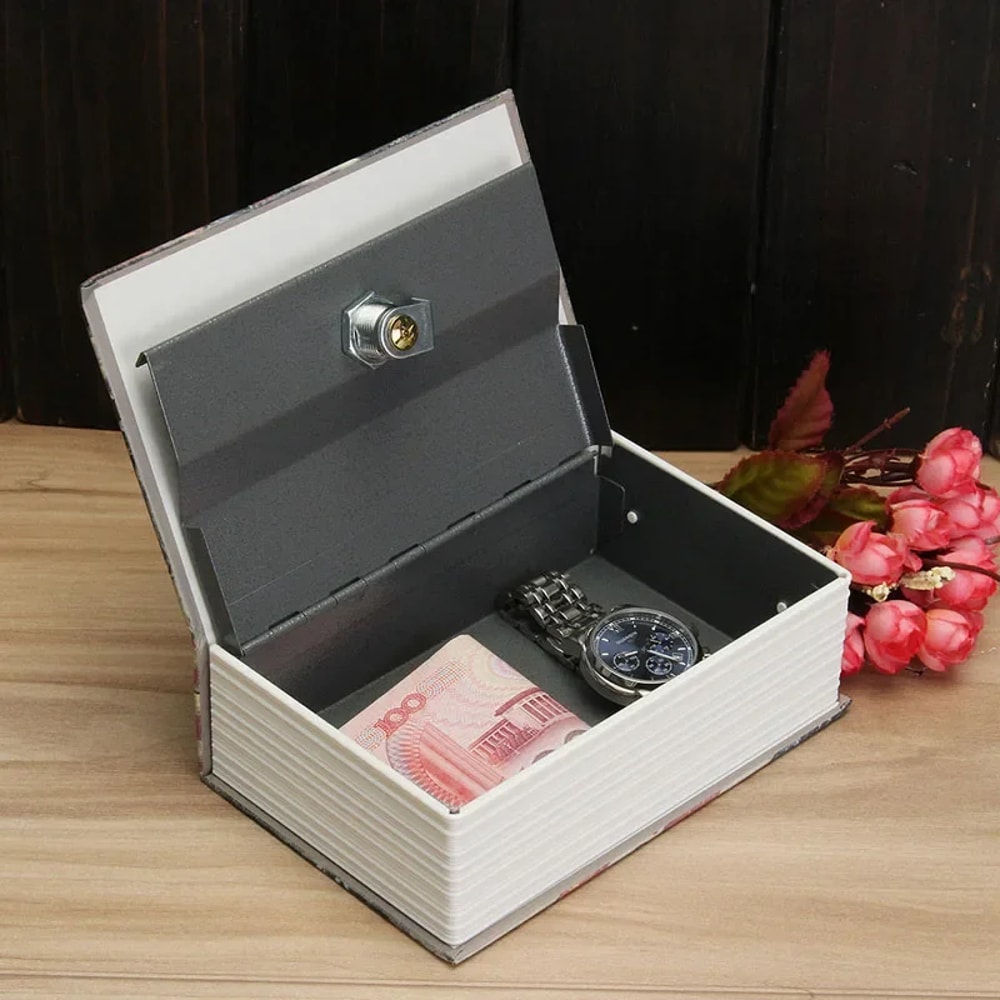 Book Safe with Key Lock Secret Hidden Metal Steel Piggy Bank Box