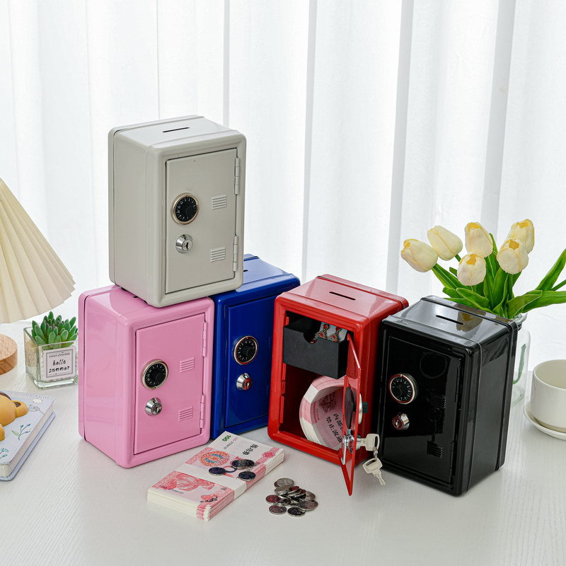 Mini Metal Safe Piggy Bank For Car Keys Household Insurance Small Desktop Decoration Box 2