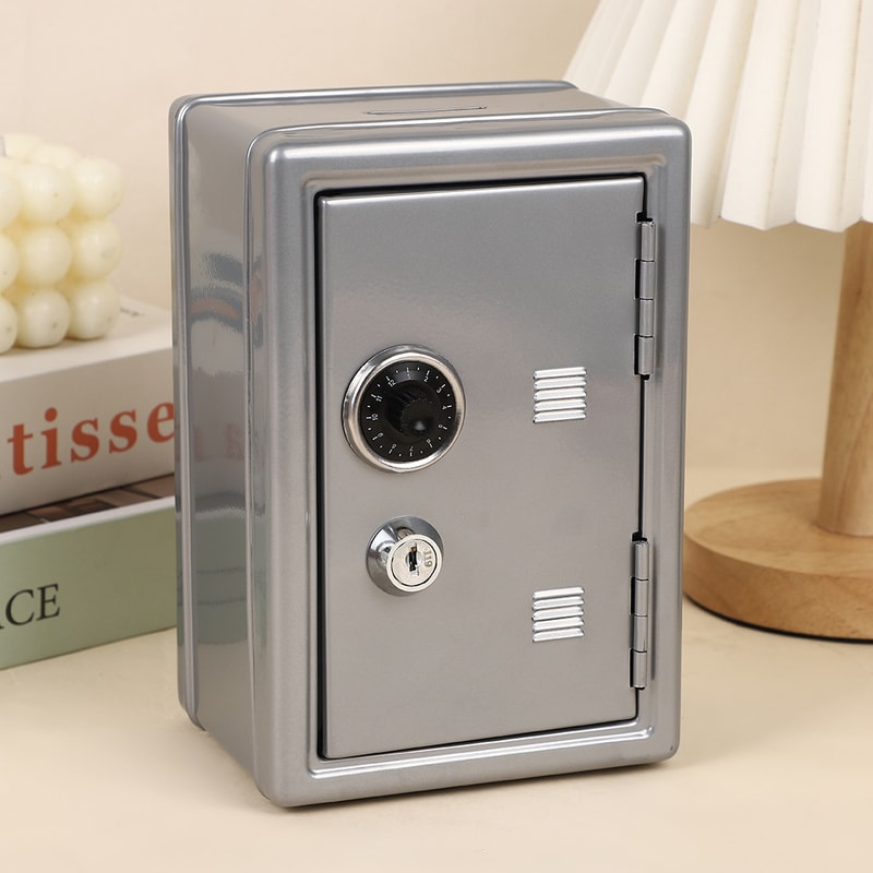 Mini Metal Safe Piggy Bank For Car Keys Household Insurance Small Desktop Decoration Box 4