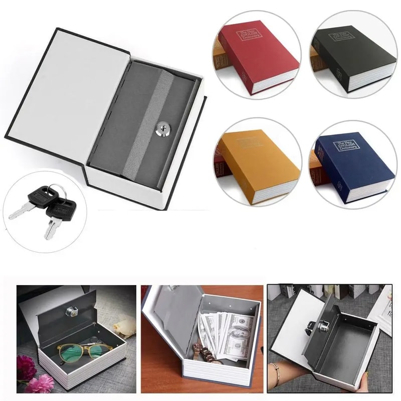 Hollow Book Safe with Lock & Key Diversion Safe Metal Box for Valuables