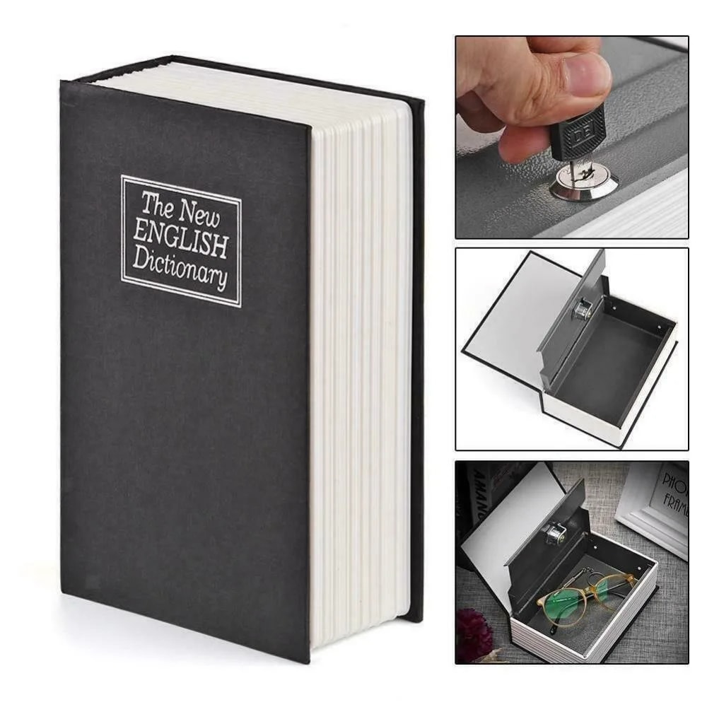 Hollow Book Safe with Lock & Key Diversion Safe Metal Box for Valuables