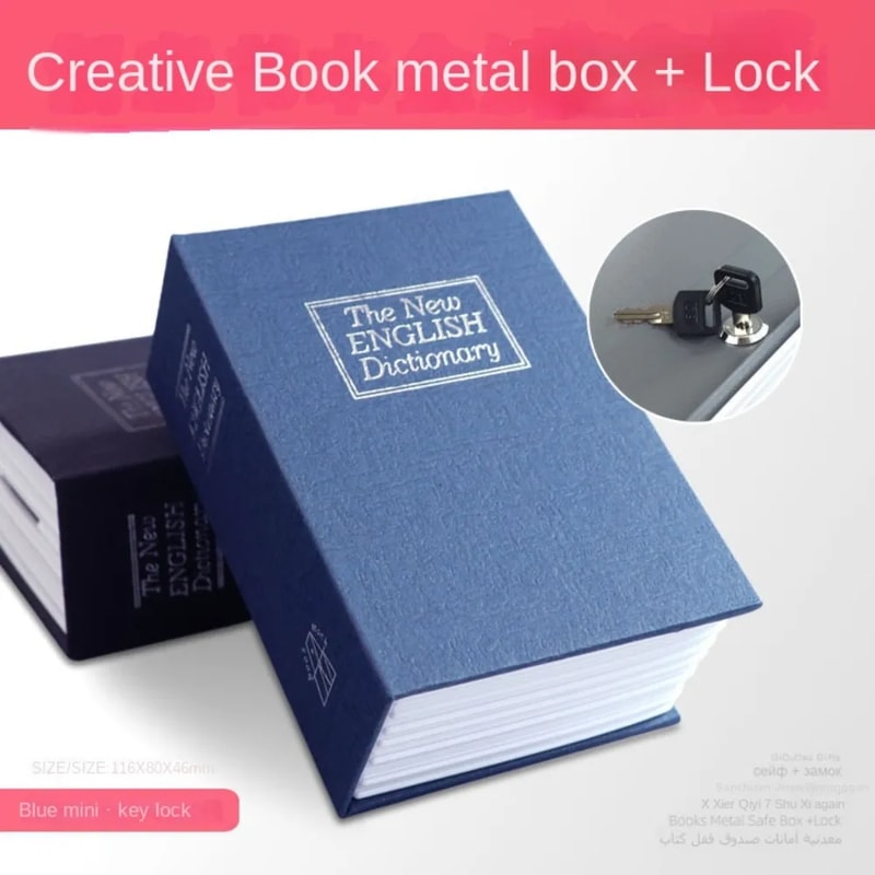 Hollow Book Safe with Lock & Key Diversion Safe Metal Box for Valuables