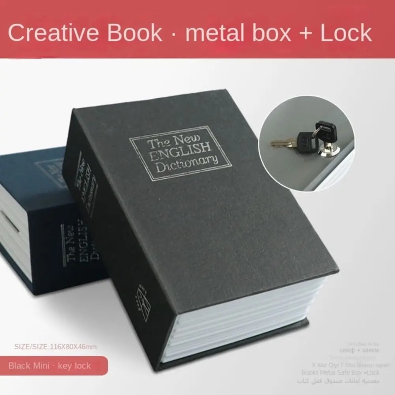 Hollow Book Safe with Lock & Key Diversion Safe Metal Box for Valuables
