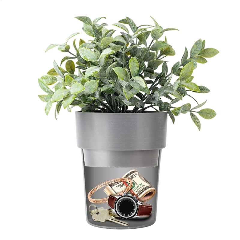 Flower Pot Safe Storage Box with Lock Mini Organizer for Keys, Money, and Valuables