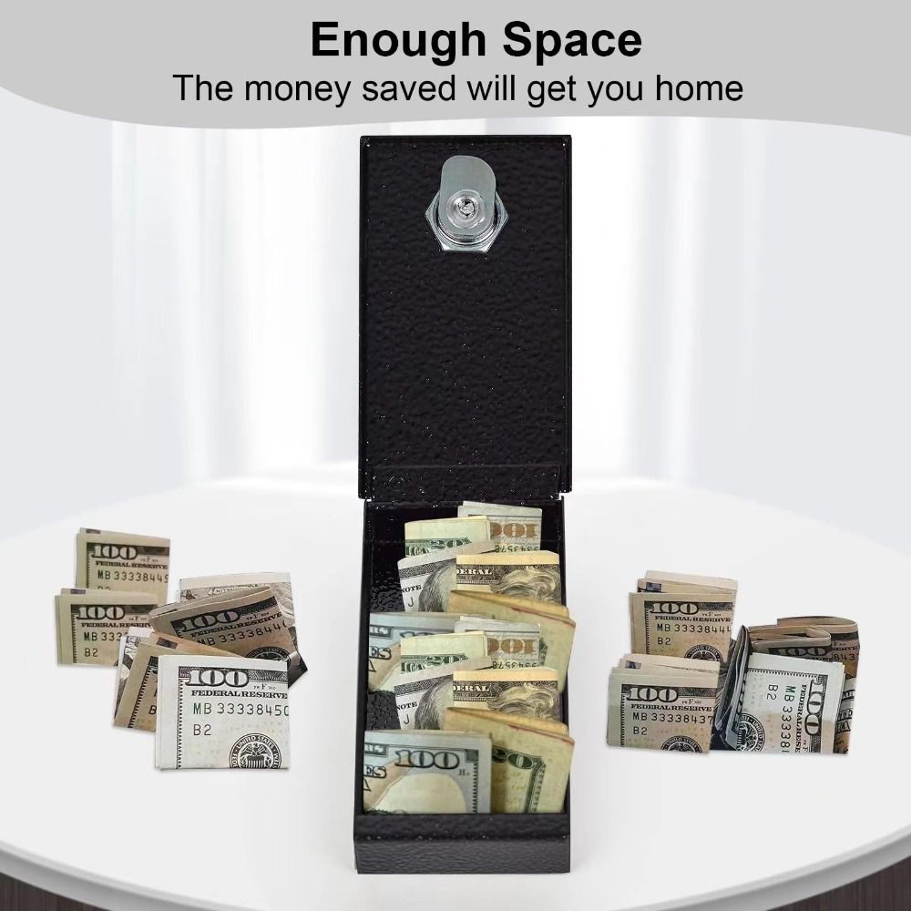 Mini Metal Cash Box with Key Compact Money Safe, Reusable Lock Box for Personal Use