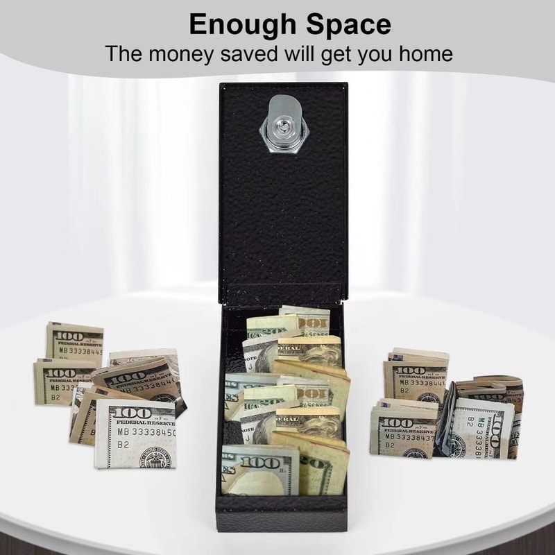 Mini Metal Cash Box with Key Compact Money Safe, Reusable Lock Box for Personal Use