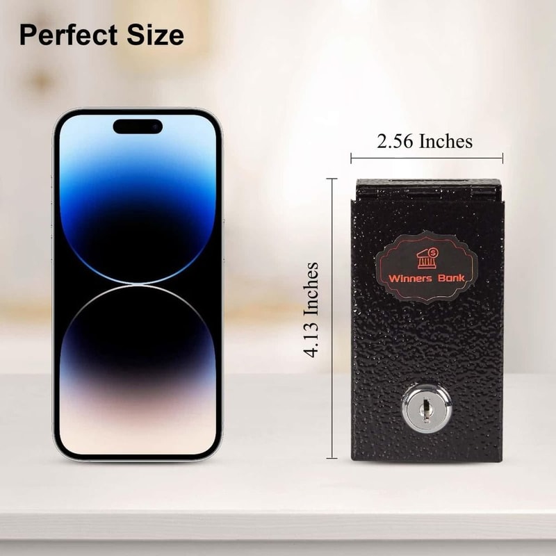 Mini Metal Cash Box with Key Compact Money Safe, Reusable Lock Box for Personal Use