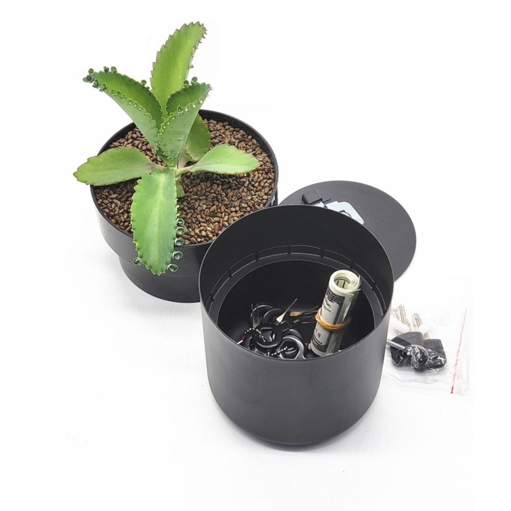 Creative Flowerpot Shaped Iron Money Safe With Password Lock Hidden Storage Box For Anti Theft Cash 0