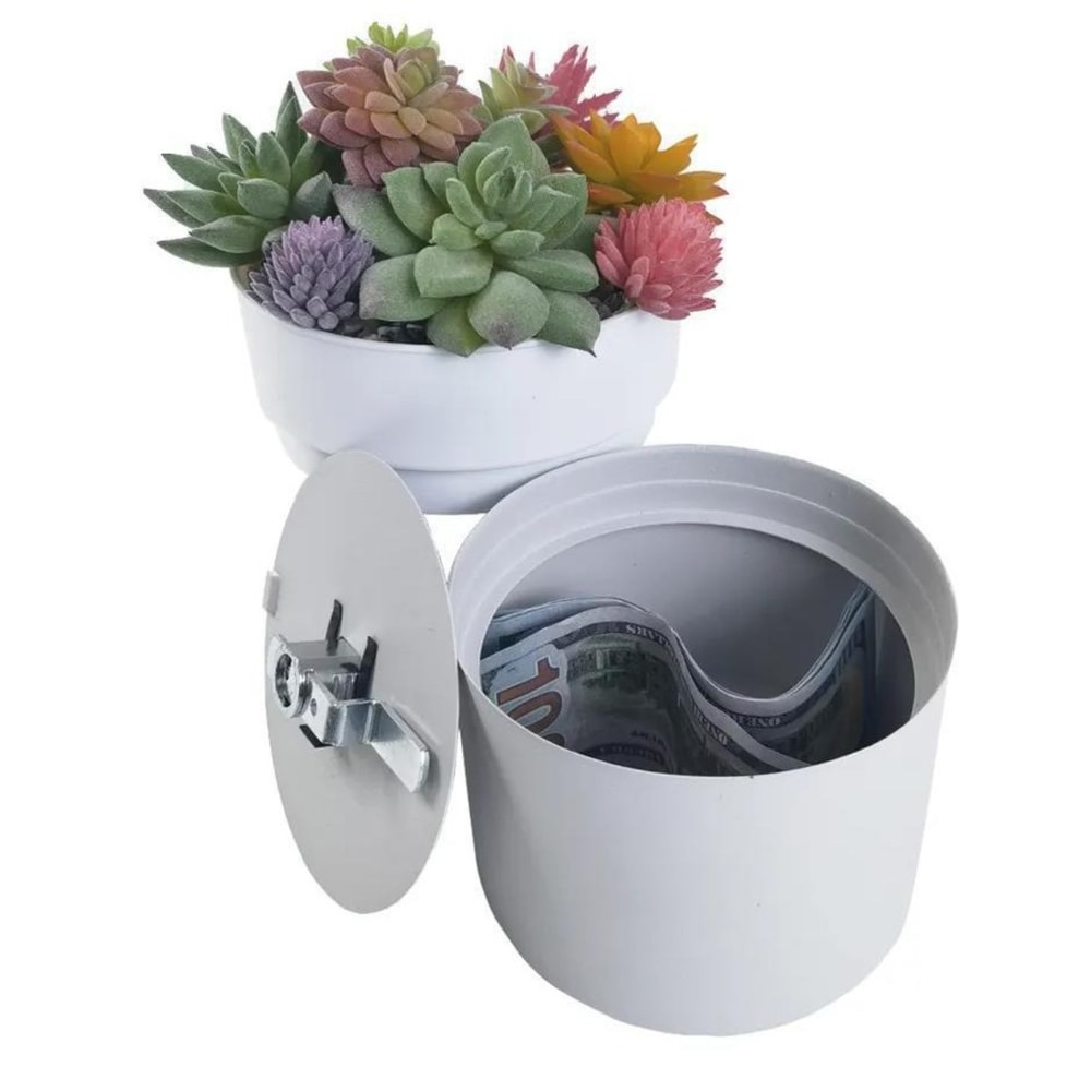 Creative Flowerpot Shaped Iron Money Safe With Password Lock Hidden Storage Box For Anti Theft Cash 6
