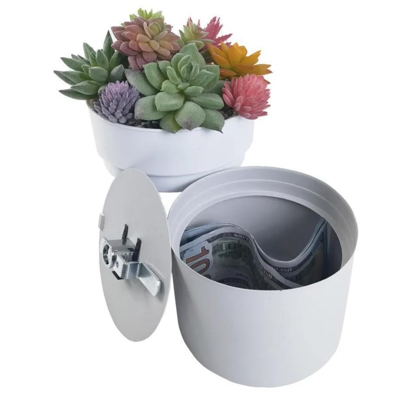 Creative Flowerpot Shaped Iron Money Safe With Password Lock Hidden Storage Box For Anti Theft Cash 6