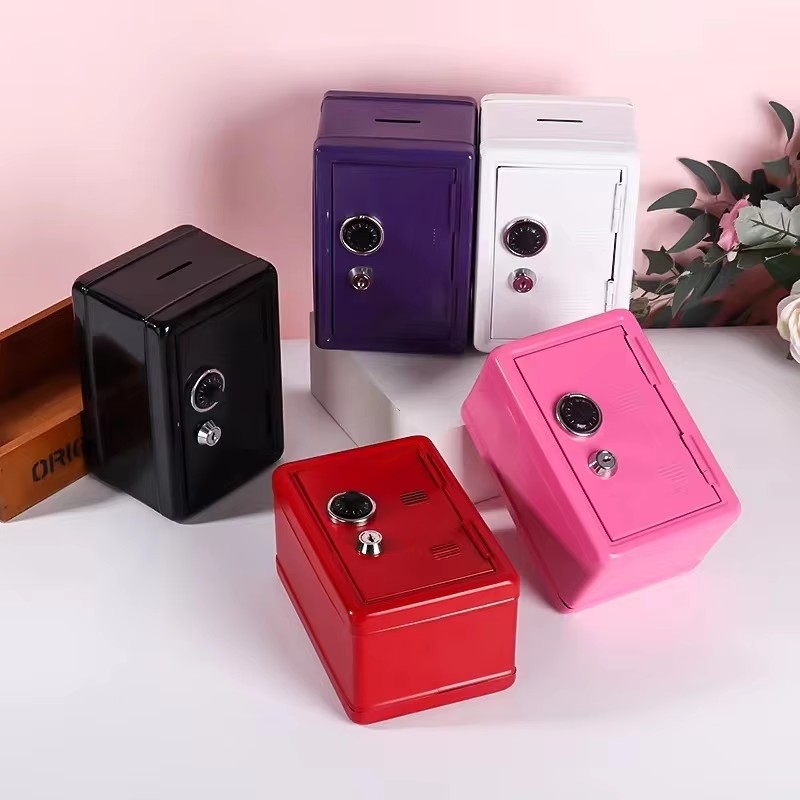 Children Vertical Mini Deposit Box Creative Metal Locking Savings Jar For Household Change Storage 0