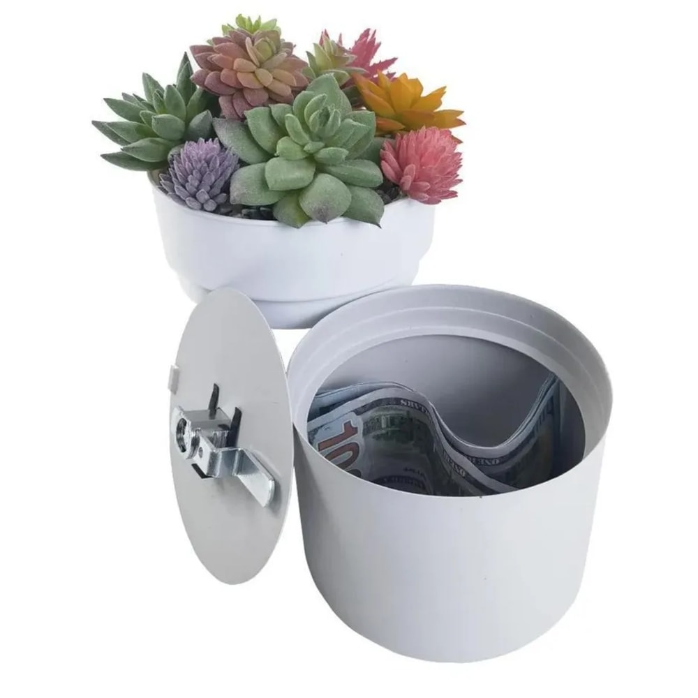 Creative Iron Flowerpot Storage Box With Lock Mini Money Organizer For Secure Storage 3