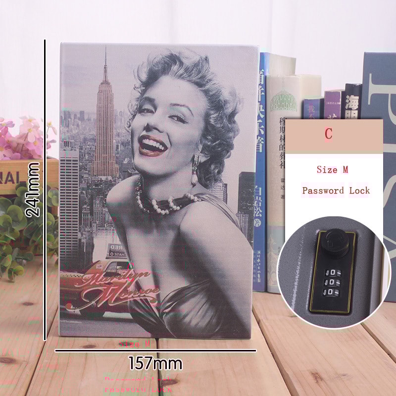 Classic Book Style Hidden Safe Box Steel Password Locker & Piggy Bank