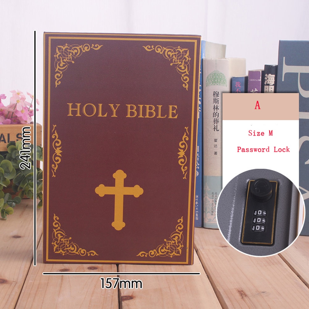 Classic Book Style Hidden Safe Box Steel Password Locker & Piggy Bank