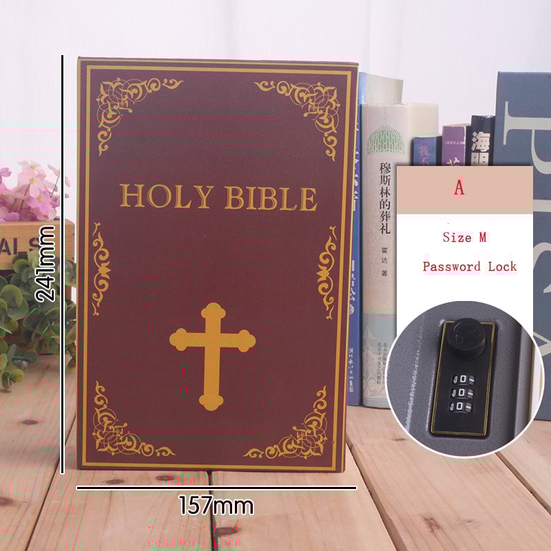 Classic Book Style Hidden Safe Box Steel Password Locker & Piggy Bank