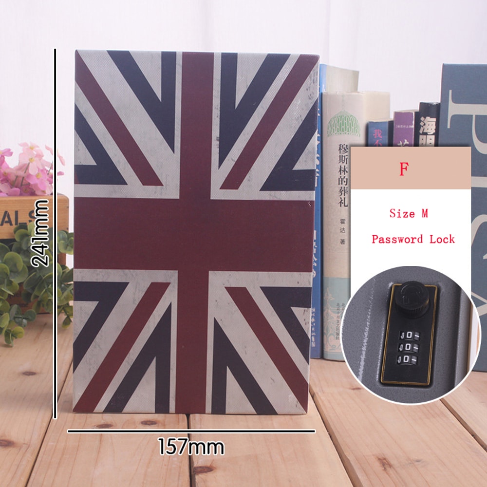 Classic Book Style Hidden Safe Box Steel Password Locker & Piggy Bank