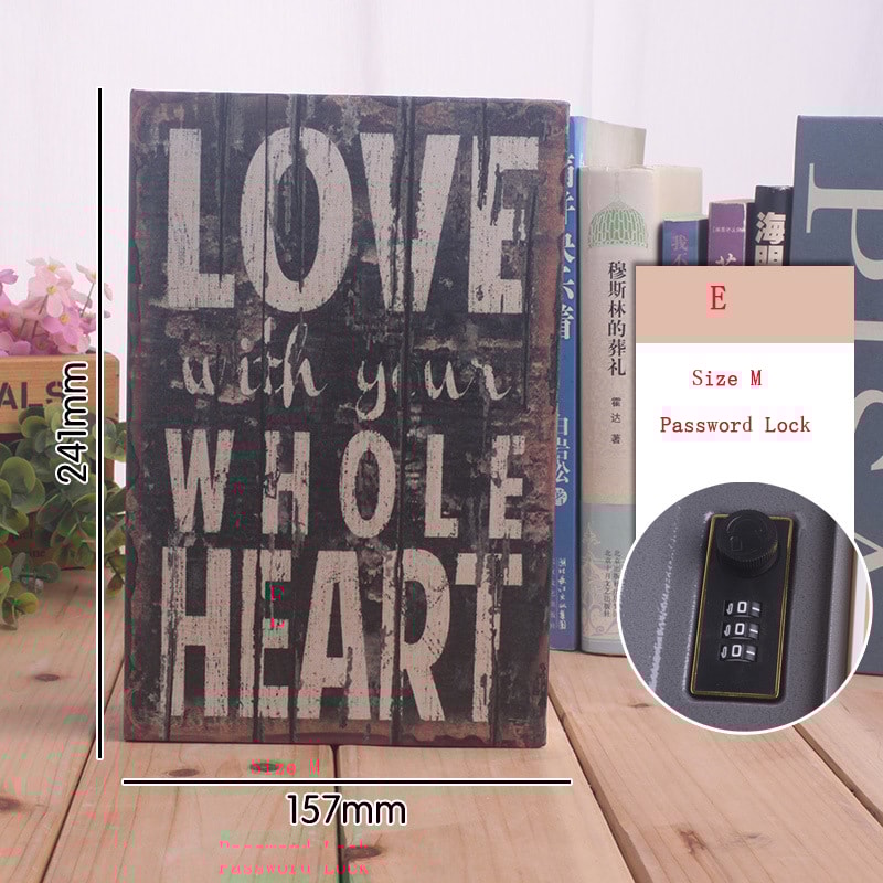 Classic Book Style Hidden Safe Box Steel Password Locker & Piggy Bank