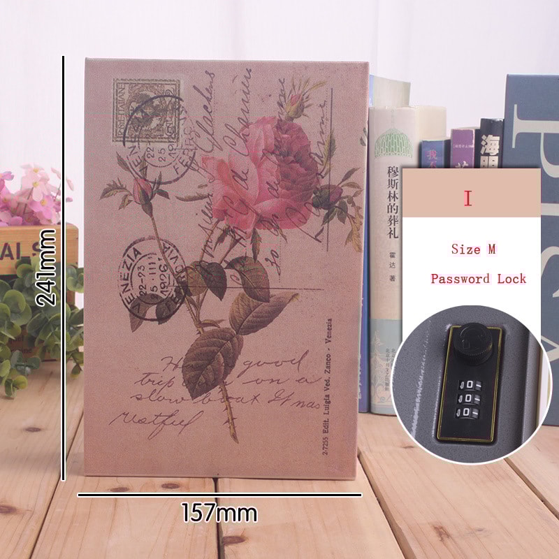 Classic Book Style Hidden Safe Box Steel Password Locker & Piggy Bank