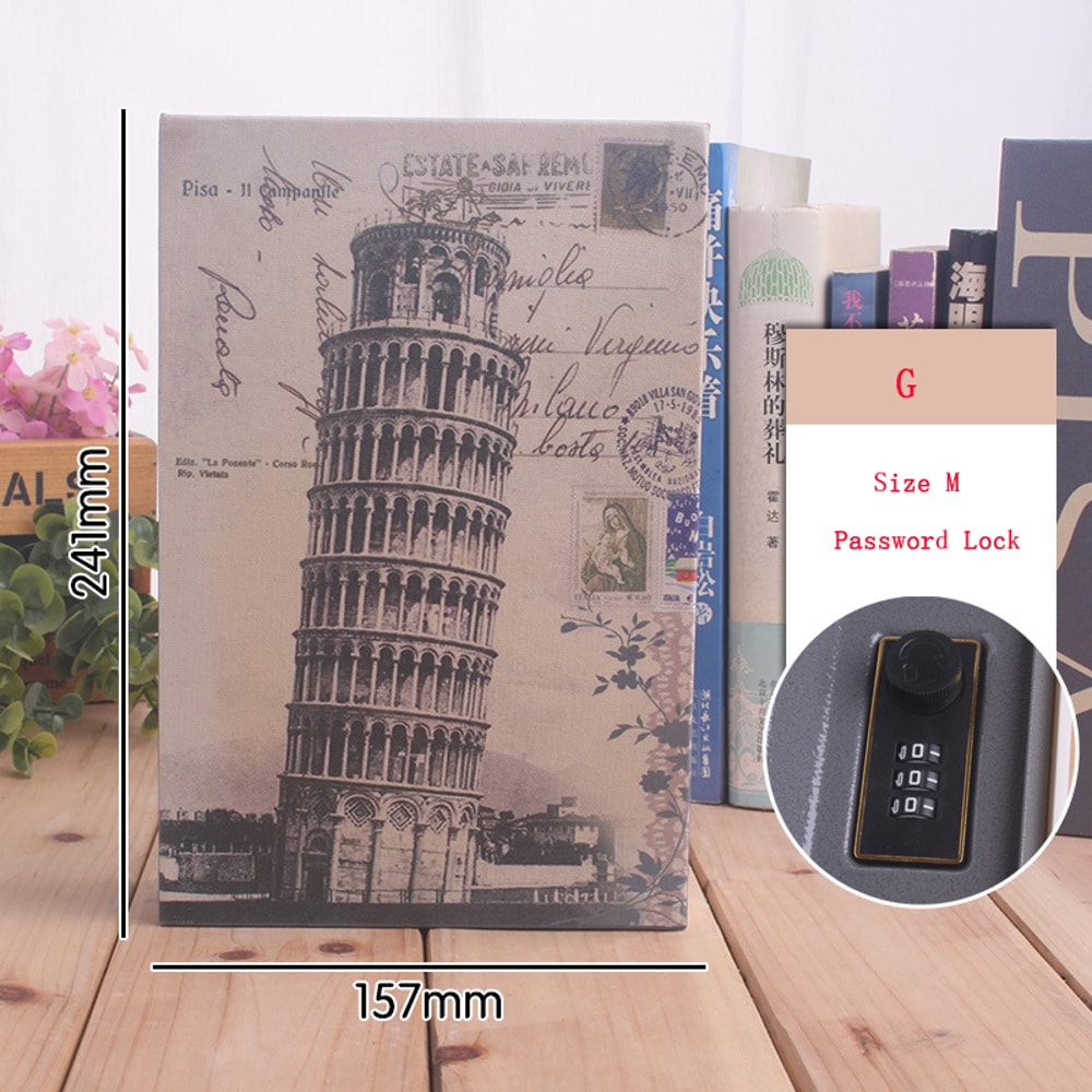 Classic Book Style Hidden Safe Box Steel Password Locker & Piggy Bank