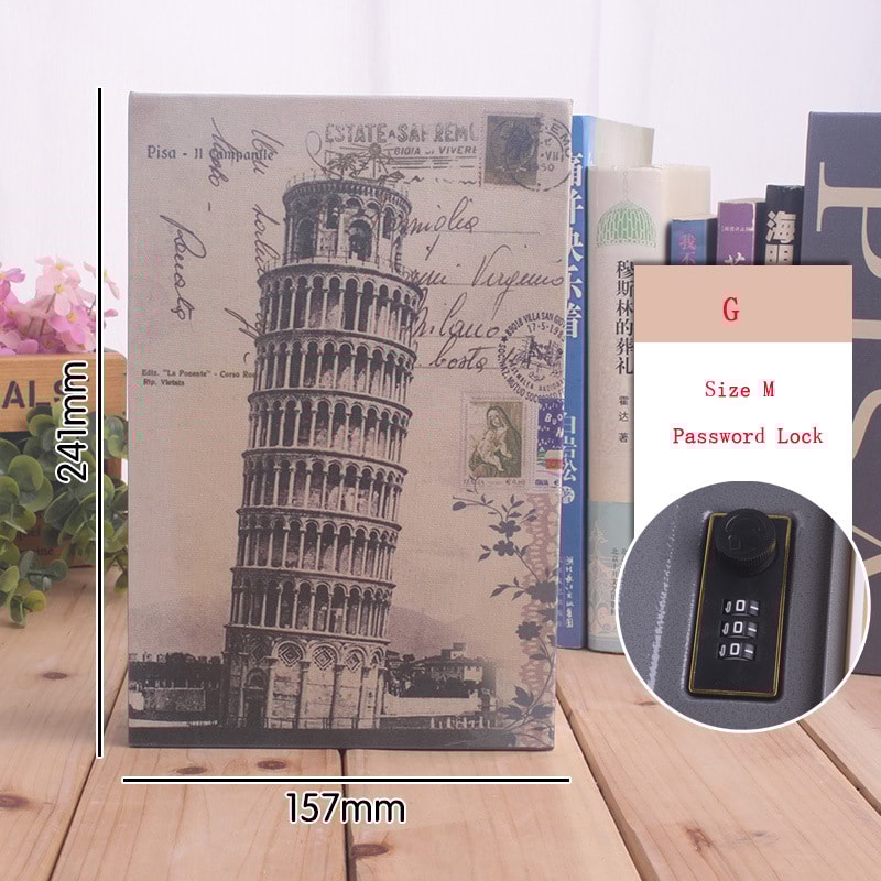 Classic Book Style Hidden Safe Box Steel Password Locker & Piggy Bank