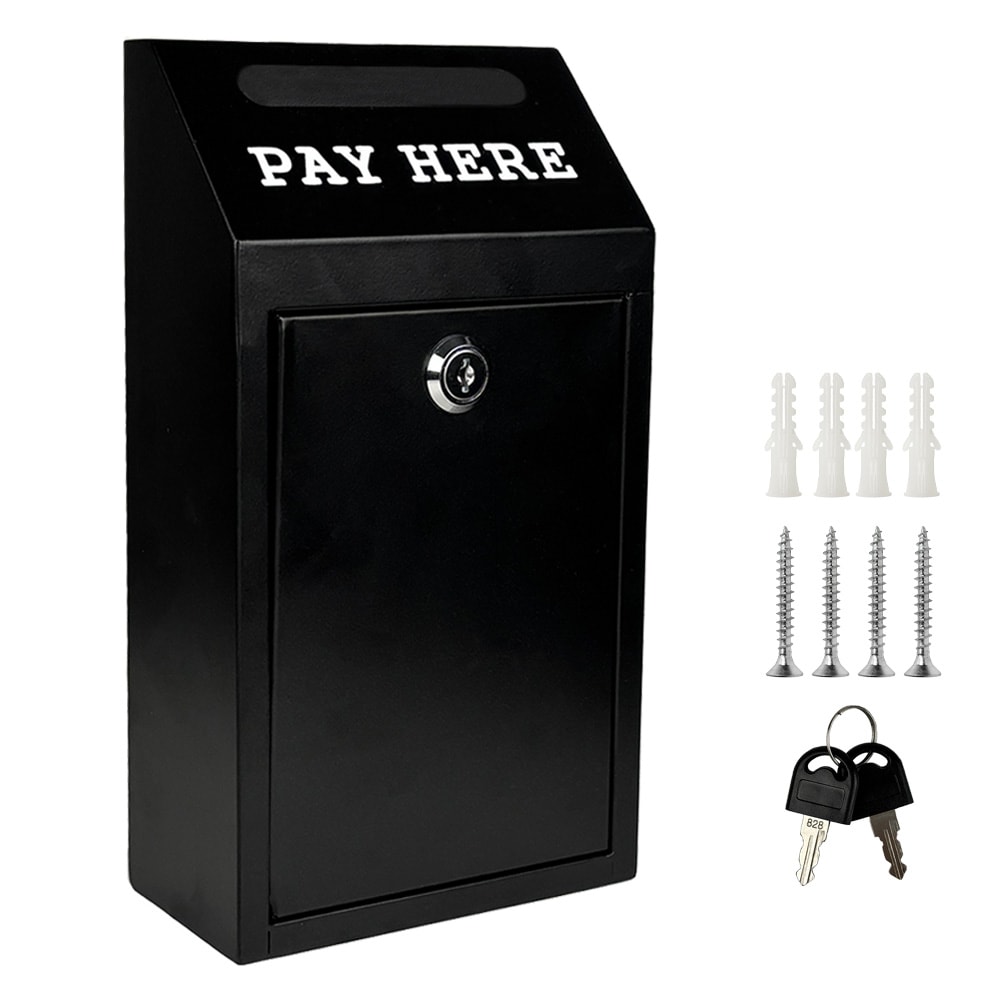 Secure Cash Box with Lock Wall Mount Metal Donation & Mailbox for Home, Office, and Outdoor Use